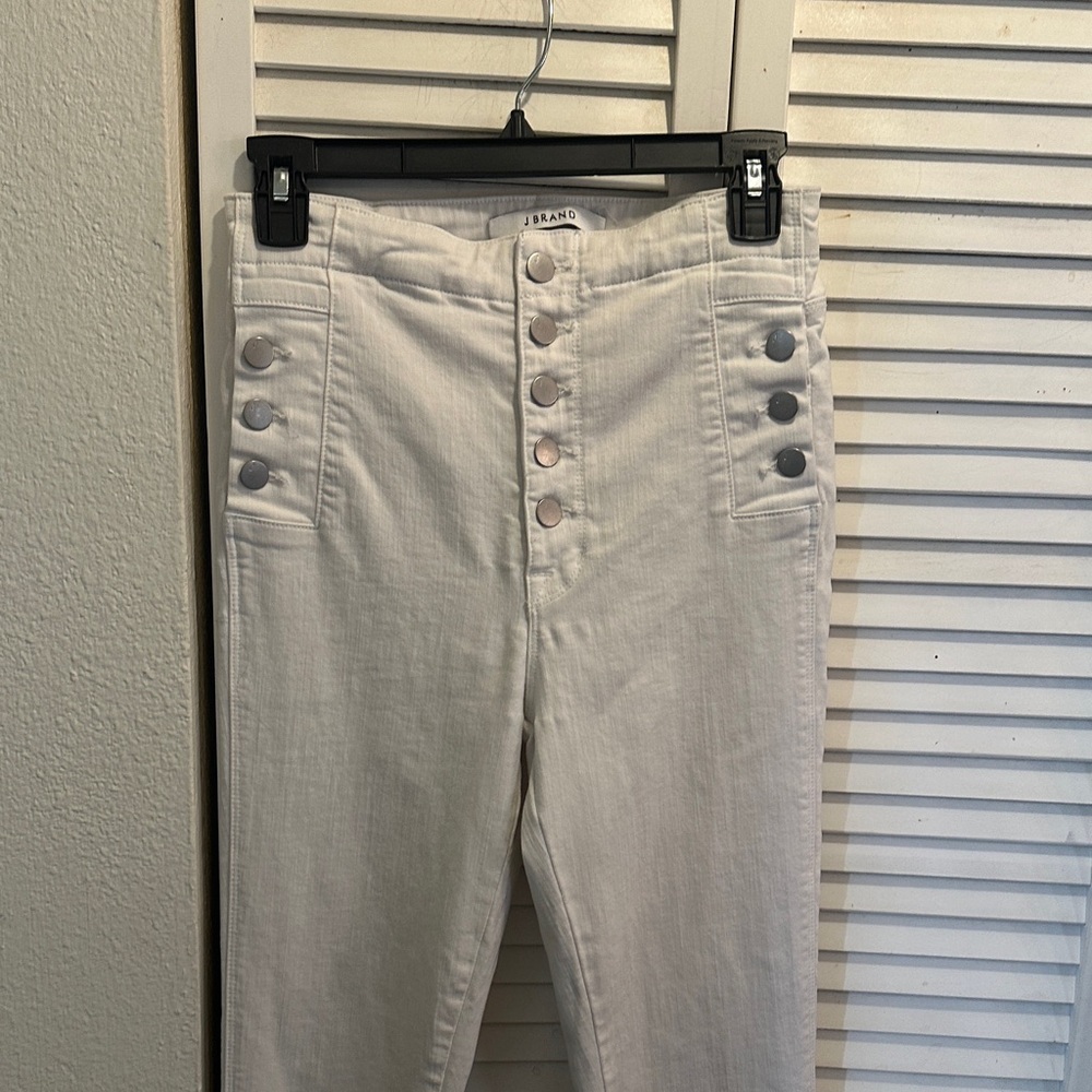 J Brand High-Rise White Button-Front Jeans Size 27
